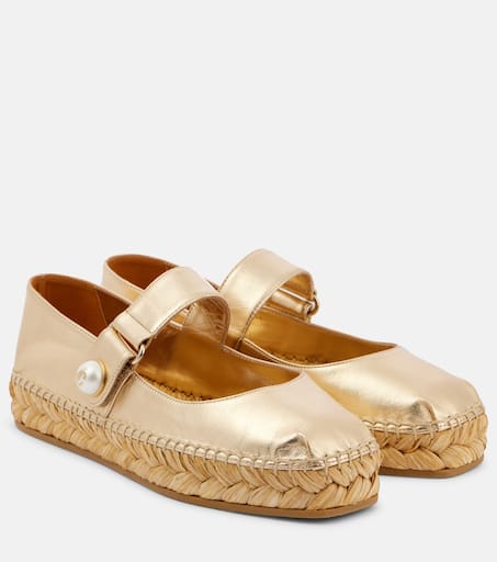 Jimmy Choo★ESPADRILLAS Jimmy Choo Fayence Leather Mary Jane Ballerina Espadrilles