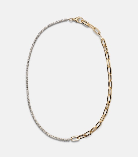 Link 18kt gold chain necklace with diamonds