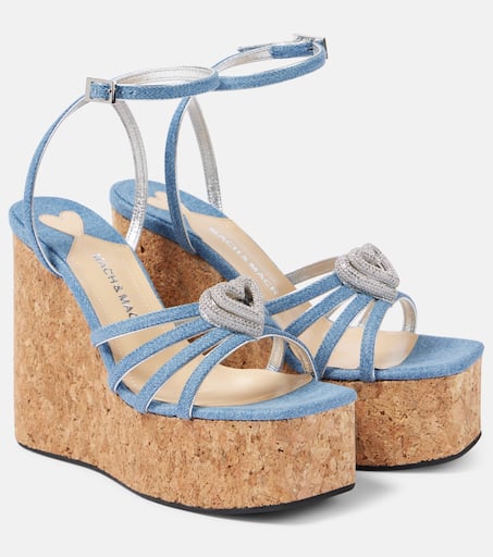 サンダル・ミュール MACH & MACH PUFFY HEART DENIM THONG SANDALS 5MM Mach & Mach Puffy Heart Denim Thong Sandal - Lozuri – LOZURI®