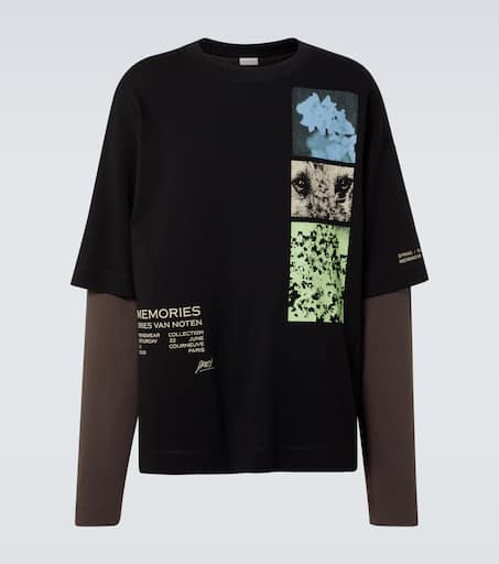 【DRIES VAN NOTEN】Logo cotton jersey コットン100% Tシャツ Logo cotton jersey T-shirt in black - Dries Van Noten