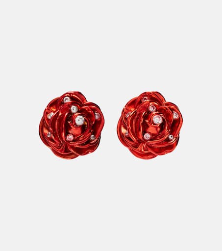 ピアス MAGDA BUTRYM FW25 '10' earrings (710725 RED) Rose crystal-embellished earrings in red - Magda Butrym