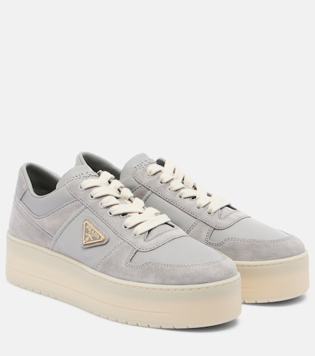Grey Prada Nylon Runners Cloudy Gray Prax Re-Nylon And Suede