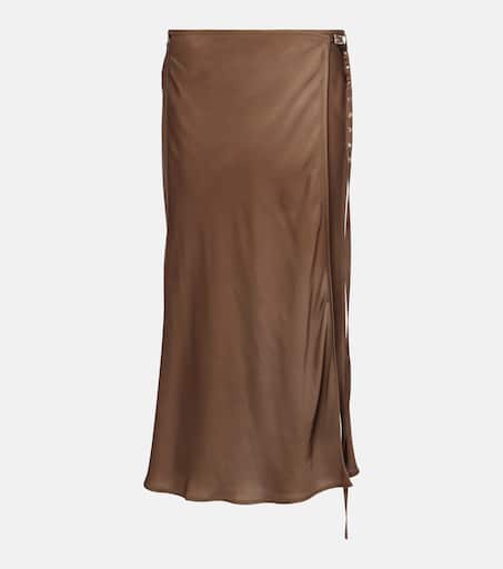 ★SCULPTOR★ Braid Detail Satin Skirt Brown SC24A418BR Wanderdoll Cole Ruched Mesh Top With Satin Drape Detail And