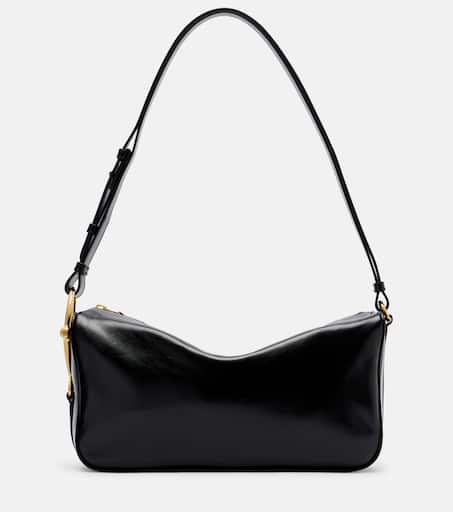 Half Horsebit Medium leather shoulder bag in black - Gucci | Mytheresa