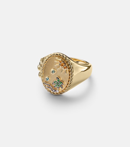 La Plage 9kt gold ring with gemstones