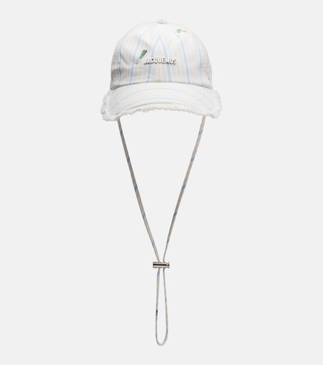 Artichaut striped cotton canvas baseball cap in white - Jacquemus