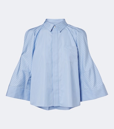 Striped cotton-blend poplin shirt