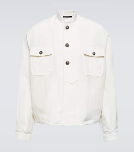 Linen and silk blazer in white - Giorgio Armani | Mytheresa