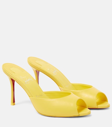 Me Dolly 85 leather mules in yellow - Christian Louboutin | Mytheresa