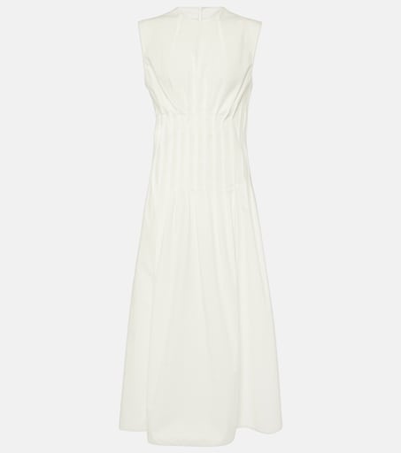 Wes pleated cotton poplin maxi dress in white - Khaite | Mytheresa