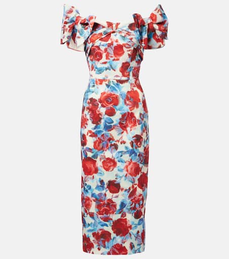 REBECCA VALLANCE★花柄ジャカードミディドレスFlorentina Midi Fleurette floral taffeta midi dress in multicoloured