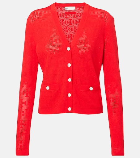 T Monogram jacquard cardigan in red - Tory Burch | Mytheresa