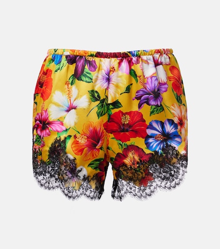 Floral silk-blend satin shorts in multicoloured - Dolce Gabbana