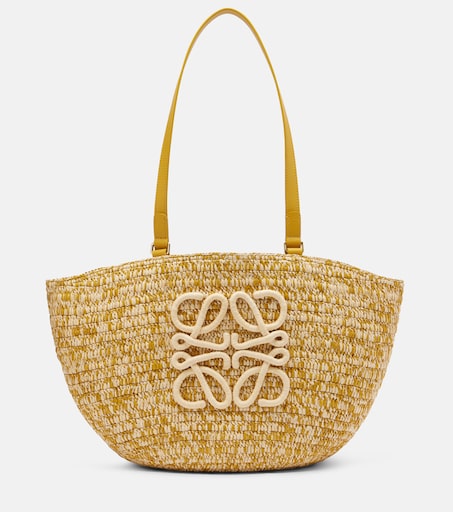 Paula's Ibiza Eclipse Medium raffia basket bag in yellow - Loewe