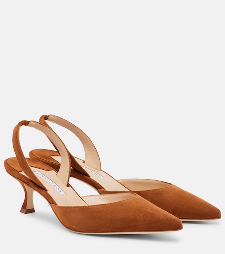 Carolyne suede slingback pumps in brown - Manolo Blahnik | Mytheresa