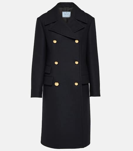 コート Prada Double-Breasted Coat In Double Cashwool Double-breasted wool coat in blue - Prada | Mytheresa