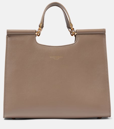 【関税＆送料込み】Dolce & Gabbana Sicily Leather Tote Bag Sicily Medium leather tote bag in grey - Dolce Gabbana