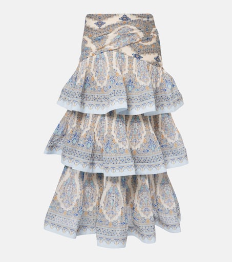 ZIMMERMANN マキシスカート フリンジ付き【関税なし】 Zimmermann Maxine Paisley Linen Midi-Dress | Saks Fifth Avenue