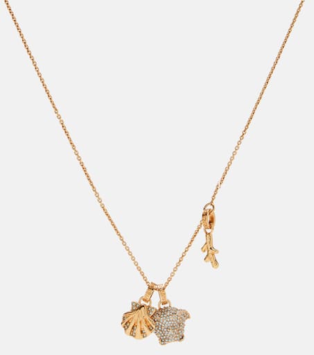VERSACE★RUNWAY MEDUSA CRYSTAL Pave' CHARM STAR NECKLACE NEW $595 VERSACE RUNWAY Gold Tone Brass MEDUSA CRYSTAL Pave