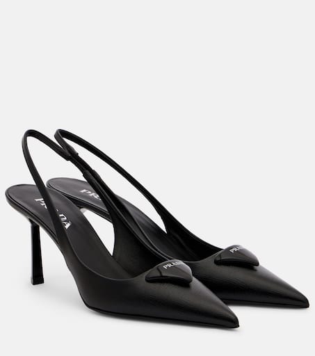 Saffiano leather slingback pumps in black - Prada | Mytheresa