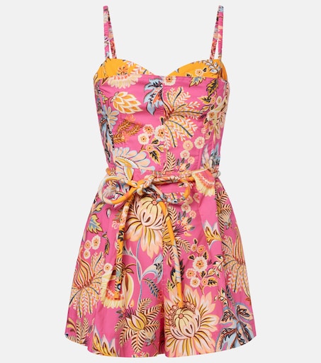 Ligia floral cotton romper in pink - Farm Rio | Mytheresa