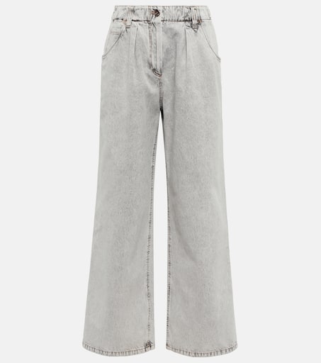 High-rise wide-leg jeans in grey - Brunello Cucinelli
