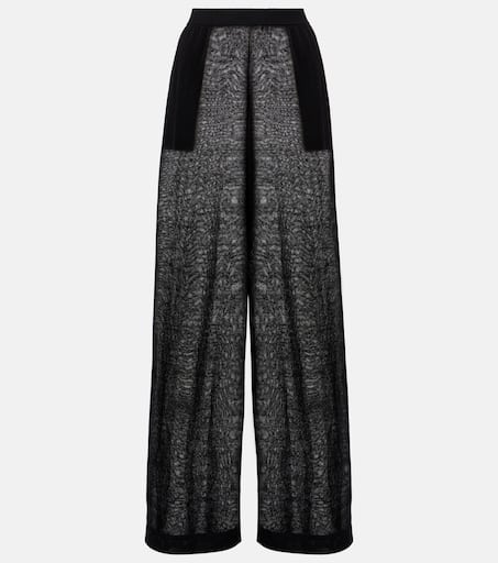パンツ ALAIA PANTALONE PALAZZO IN LINO E SETA Pantaloni a gamba larga in lino e seta in Nero - Alaia