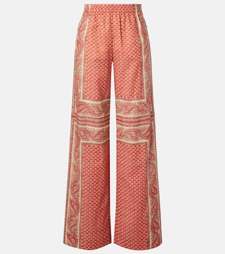 Printed cotton wide-leg pants in multicoloured - Valentino