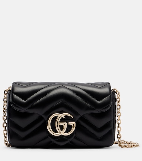 GG Marmont Mini leather shoulder bag in black - Gucci | Mytheresa