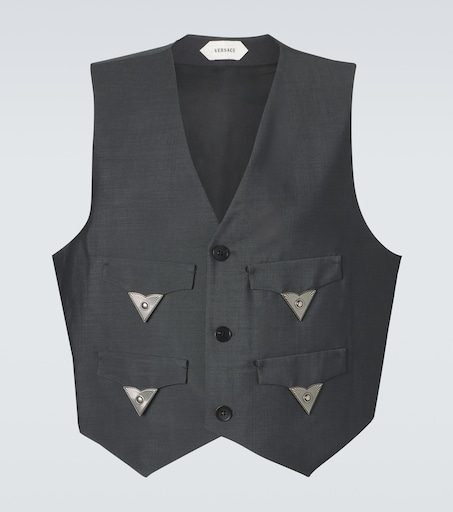 Versace Embellished wool and mohair vest