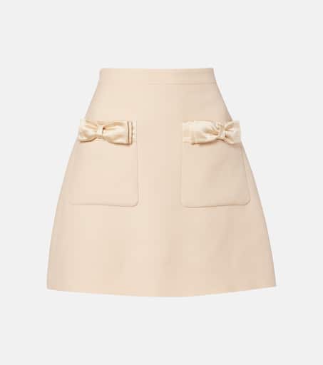 Crepe Couture bow-detail miniskirt in beige - Valentino