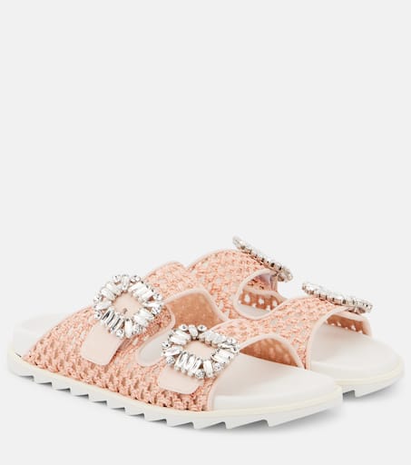 Slidy Viv crystal-embellished sandals in pink - Roger Vivier