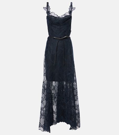 Oscar de la Renta, Floral lace midi dress, Women, Blue, L, Dresses, Materialmix