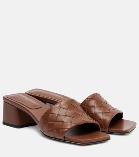 サンダル・ミュール Bottega Veneta Leather Heel Sandals With Intrecciato Motif 0400020111877?wid=600&hei=800&