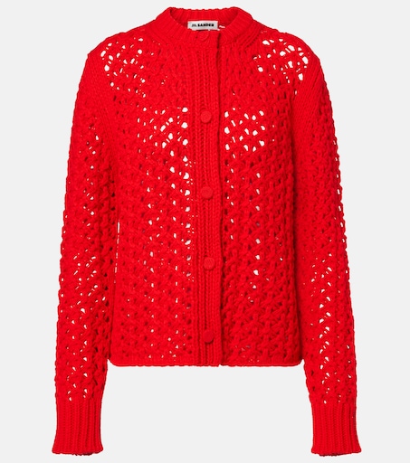 Open-knit wool cardigan in red - Jil Sander | Mytheresa