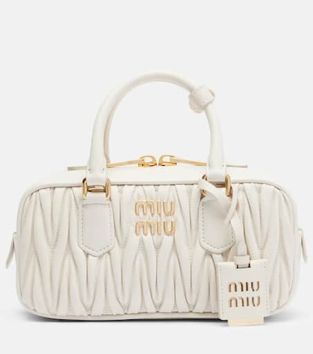 Arcadie Small leather top-handle bag in white - Miu Miu | Mytheresa