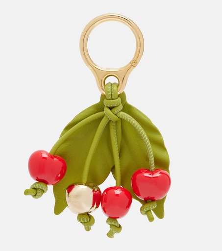 Paula's Ibiza Cherry leather-trimmed charm in green - Loewe