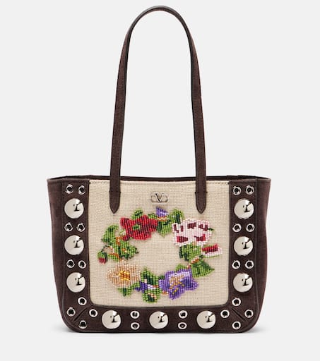 トートバッグ VALENTINO GARAVANI NELLCOTE SUEDE LEATHER TOTE BAG VALENTINO GARAVANI Nellcote embellished suede tote | NET-A