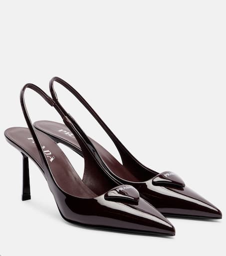 Patent leather slingback pumps in burgundy - Prada | Mytheresa