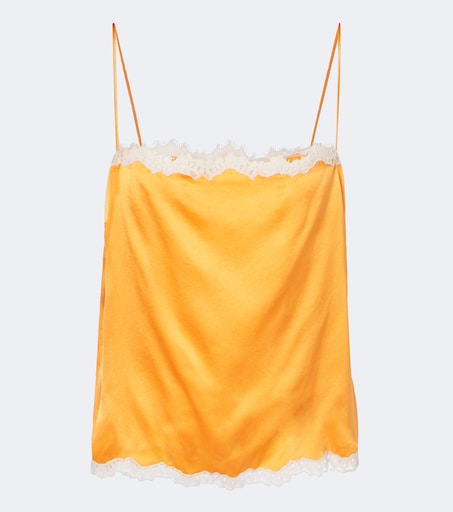 Loure lace-trimmed silk satin camisole in orange - Doen | Mytheresa