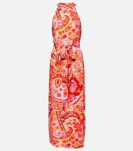 【Rixo】 Celesteプリントクレープ de chineミディドレス Celeste printed crêpe de chine midi dress in multicoloured