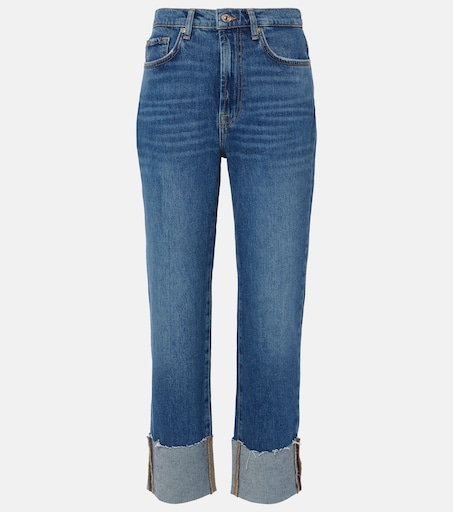 Logan high-rise cropped slim jeans in blue - 7 For All Mankind 
