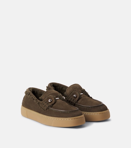 Christian Louboutin Kids 샴벨리키드 시어링 라이닝 스웨이드 로퍼