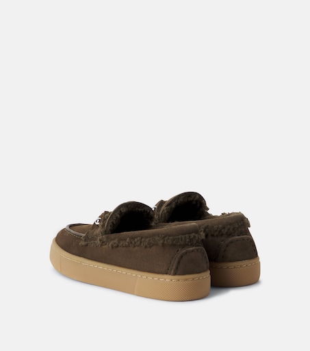 Christian Louboutin Kids 샴벨리키드 시어링 라이닝 스웨이드 로퍼