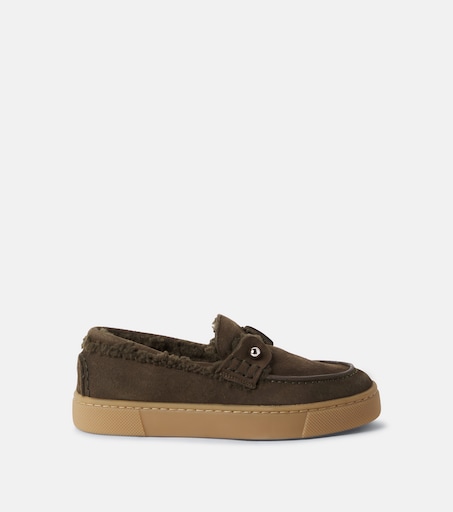 Christian Louboutin Kids 샴벨리키드 시어링 라이닝 스웨이드 로퍼