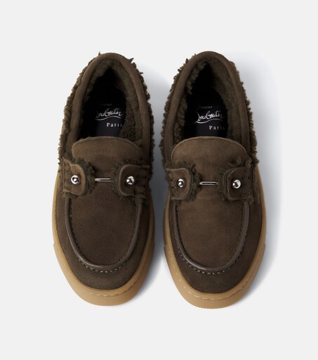 Christian Louboutin Kids 샴벨리키드 시어링 라이닝 스웨이드 로퍼