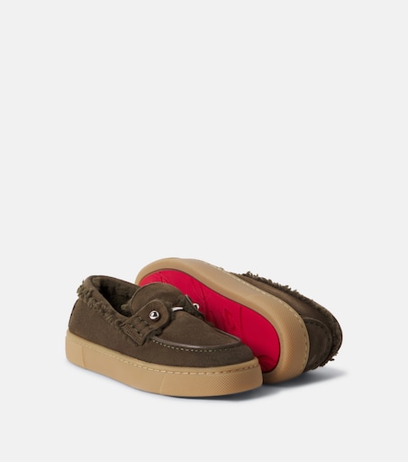 Christian Louboutin Kids 샴벨리키드 시어링 라이닝 스웨이드 로퍼