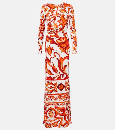 Majolica organza maxi dress in orange - Dolce Gabbana | Mytheresa