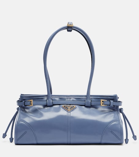 Prada Bonnie Medium leather shoulder bag in blue - Prada | Mytheresa