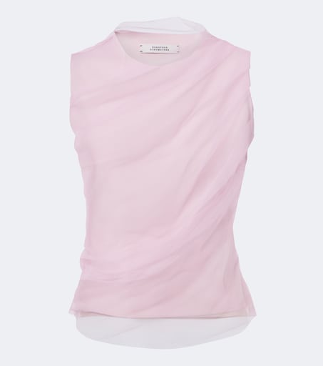 Layered draped jersey and tulle top in pink - Dorothee Schumacher